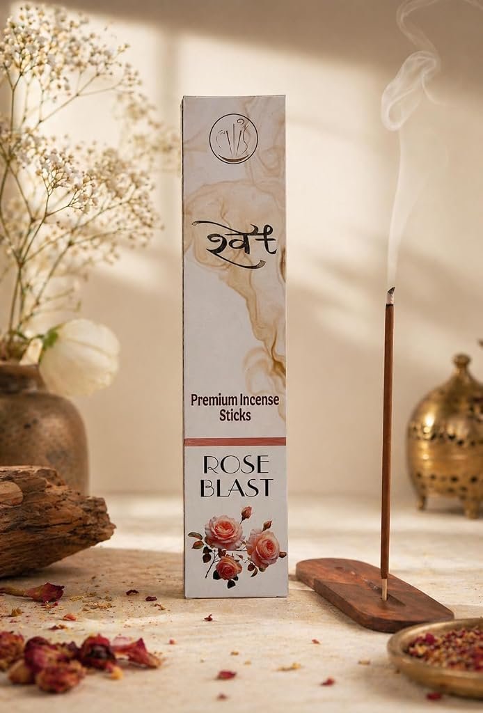 SHWET Premium Rose Agarbatti Incense Sticks| Charcoal Free| Natural Fragrance| Low Smoke| Long Burning Time| for Pooja, Meditation, Home & Relaxation (Rose Blast)
